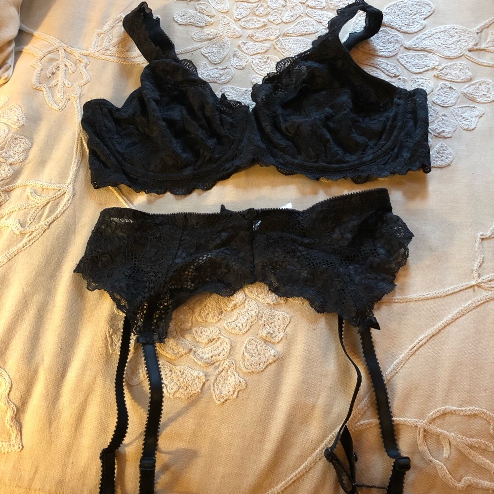 Victoria’s Secret bra and garter belt set